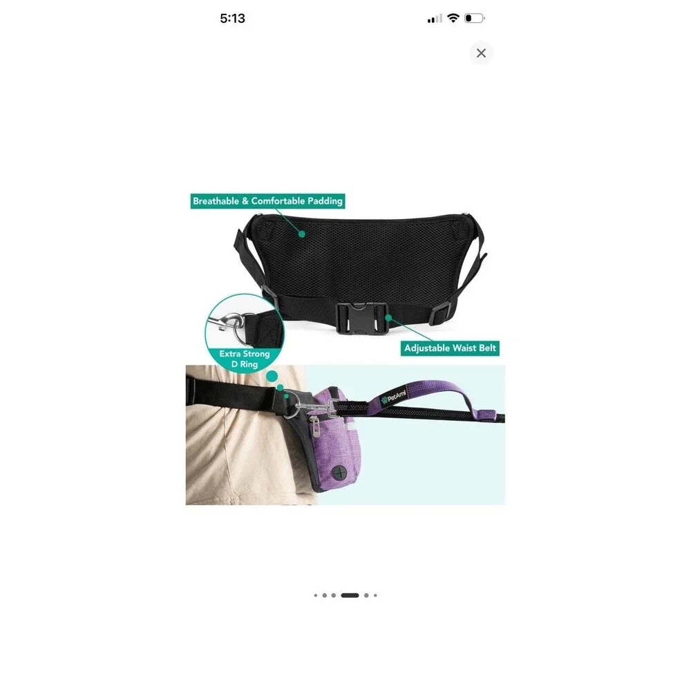 PetAmi Premium Hands Free Dog Leash For Up To 2 Dogs Adjustable Waist Belt Fanny